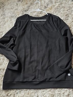 torrid Black Mesh-Yoke Crewneck Sweater
